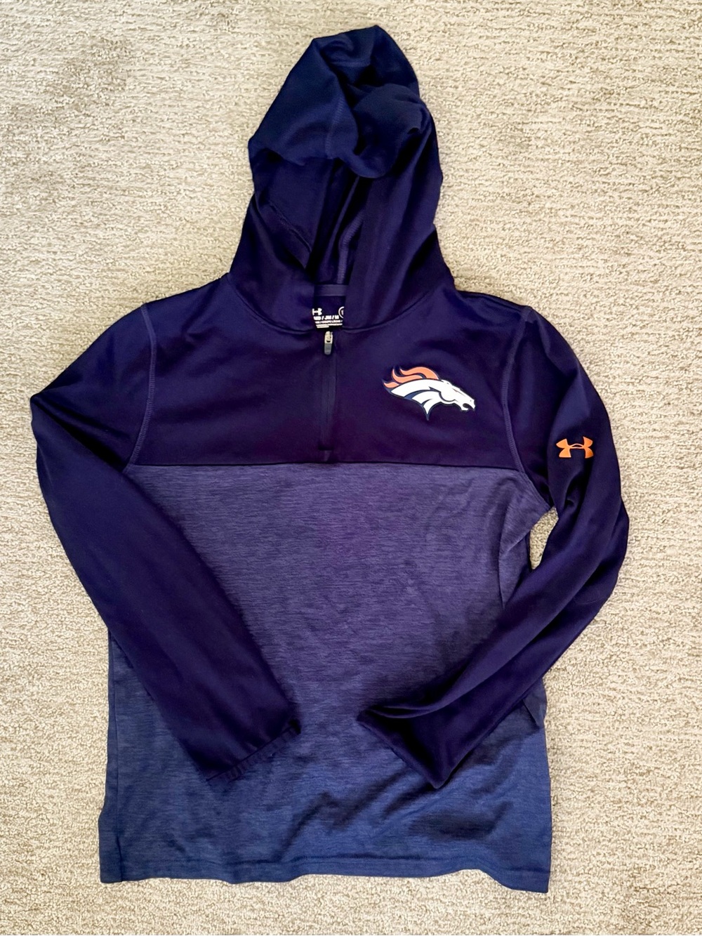 Under Armour Kids Navy and Orange Denver Broncos Pullover Hoodie